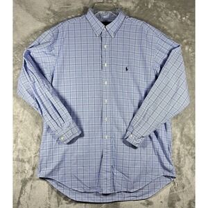 Vintage Ralph Lauren button down Yarmouth Shirt 17 1/2 34/35 Long Sleeve Plaid